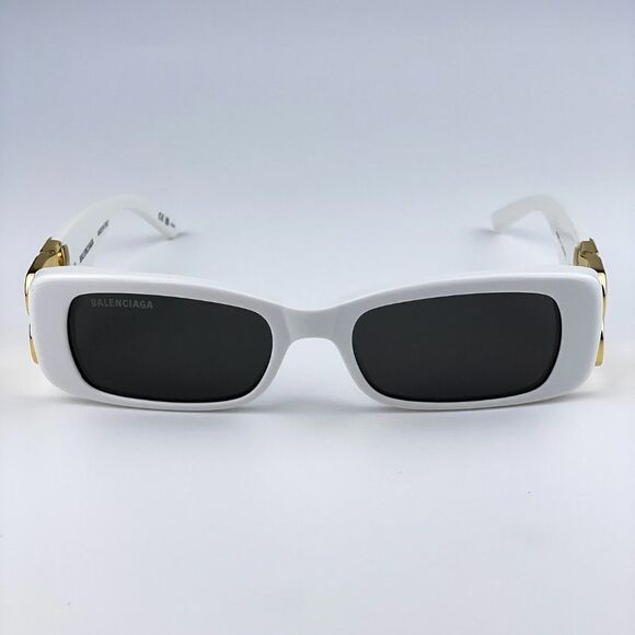 NEW Balenciaga  BB0096S 011 White Gold Logo Grey Square Unisex Sunglasses - Picture 7 of 14